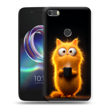 Силиконовый чехол на Alcatel Idol 5 с принтом Смешной кот