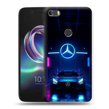 Силиконовый чехол на Alcatel Idol 5 с принтом Mercedes Мерседес