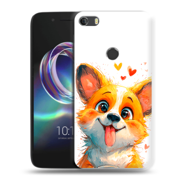 Силиконовый чехол на Alcatel Idol 5 с принтом корги