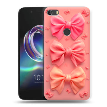 Силиконовый чехол на Alcatel Idol 5 с принтом Розовые бантики