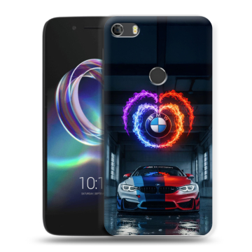 Силиконовый чехол на Alcatel Idol 5 с принтом BMW БМВ
