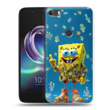 Силиконовый чехол на Alcatel Idol 5 с принтом Спанч боб Спанчбоб