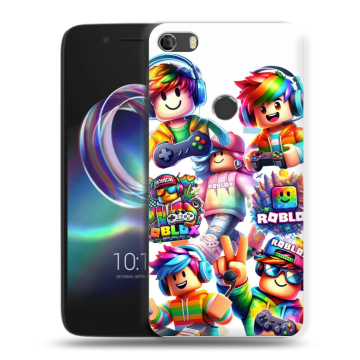 Силиконовый чехол на Alcatel Idol 5 с принтом Roblox Роблокс