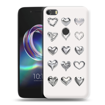 Силиконовый чехол на Alcatel Idol 5 с принтом Y2K сердечки