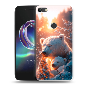 Силиконовый чехол на Alcatel Idol 5 с принтом Новый год