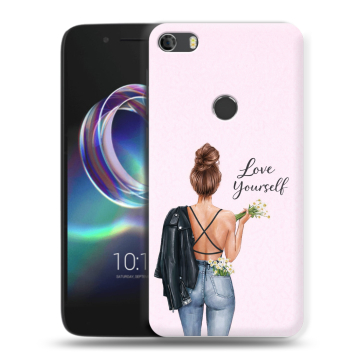 Силиконовый чехол на Alcatel Idol 5 с принтом женский