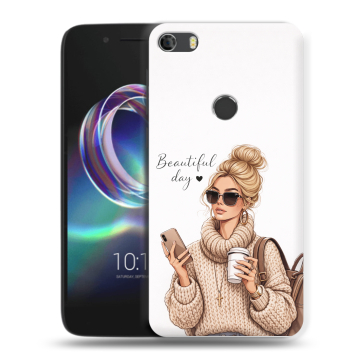 Силиконовый чехол на Alcatel Idol 5 с принтом женский