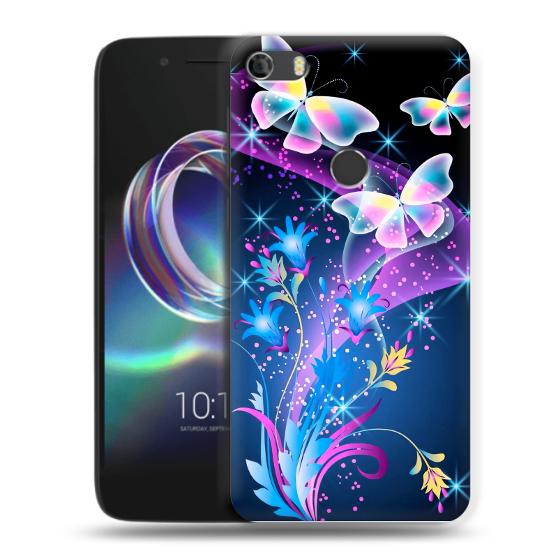 Силиконовый чехол на Alcatel Idol 5 с принтом Бабочки Силиконовый чехол на Alcatel Idol 5 с принтом Бабочки