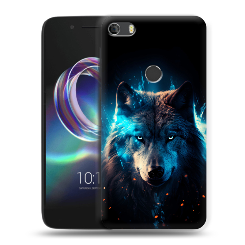 Силиконовый чехол на Alcatel Idol 5 с принтом Волк ночной Силиконовый чехол на Alcatel Idol 5 с принтом Волк ночной