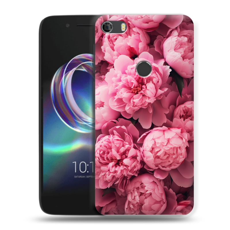 Силиконовый чехол на Alcatel Idol 5 с принтом цветы пионы Силиконовый чехол на Alcatel Idol 5 с принтом цветы пионы