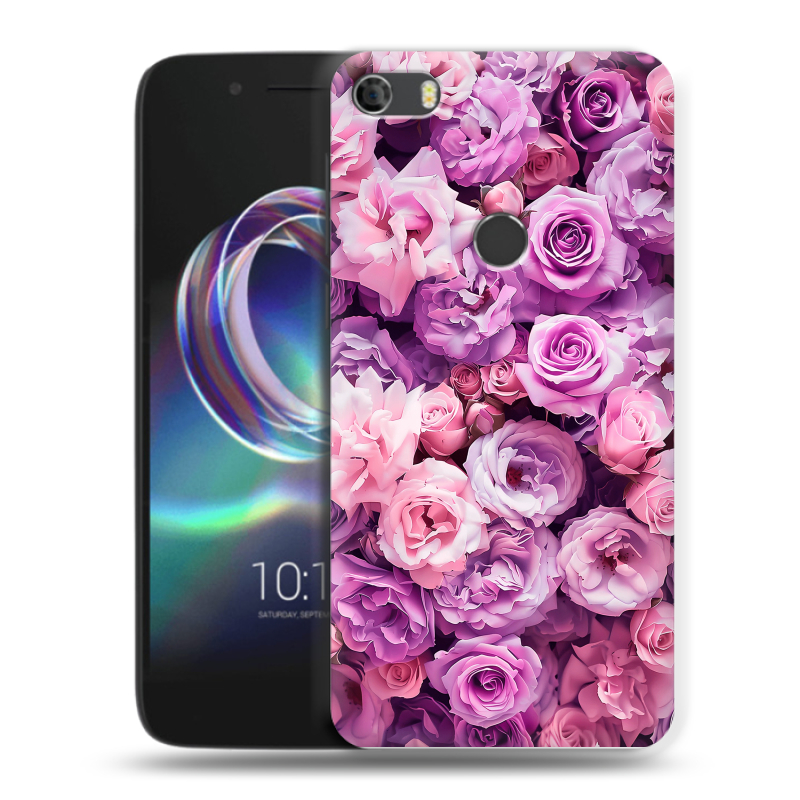 Силиконовый чехол на Alcatel Idol 5 с принтом лавандовые розы Силиконовый чехол на Alcatel Idol 5 с принтом лавандовые розы
