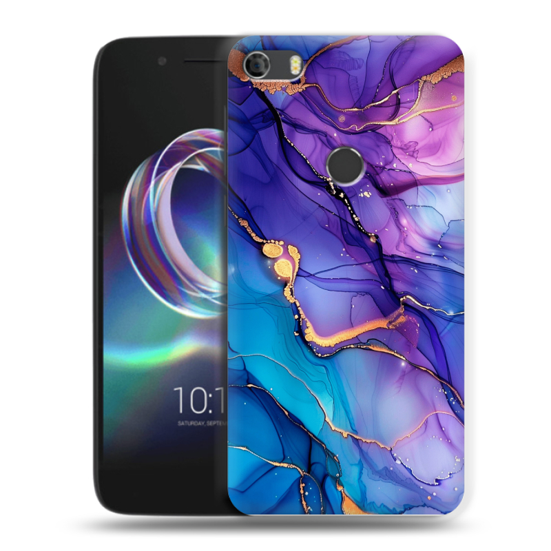 Силиконовый чехол на Alcatel Idol 5 с принтом синий мрамор Силиконовый чехол на Alcatel Idol 5 с принтом синий мрамор