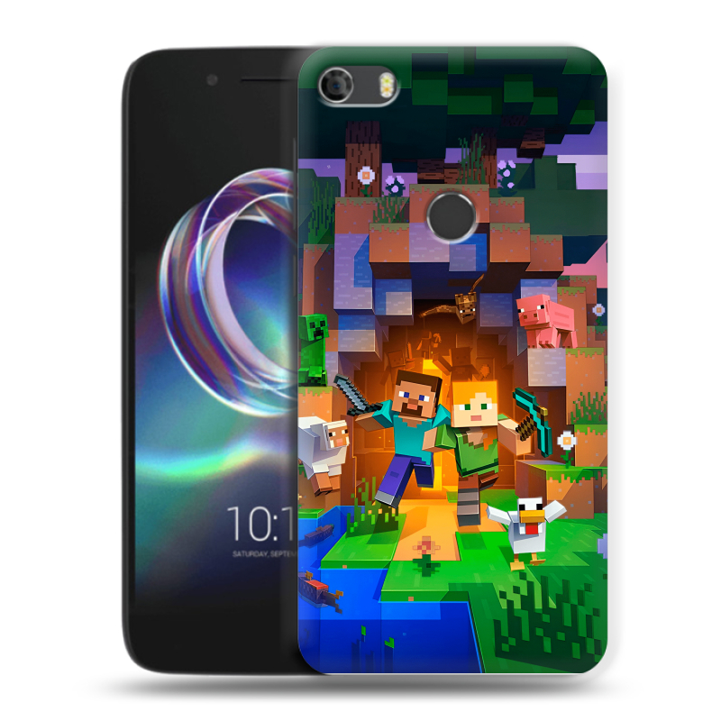 Силиконовый чехол на Alcatel Idol 5 с принтом Майнкрафт Minecraft Силиконовый чехол на Alcatel Idol 5 с принтом Майнкрафт Minecraft