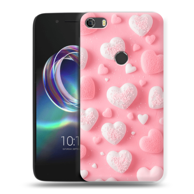 Силиконовый чехол на Alcatel Idol 5 с принтом Сердечки Силиконовый чехол на Alcatel Idol 5 с принтом Сердечки