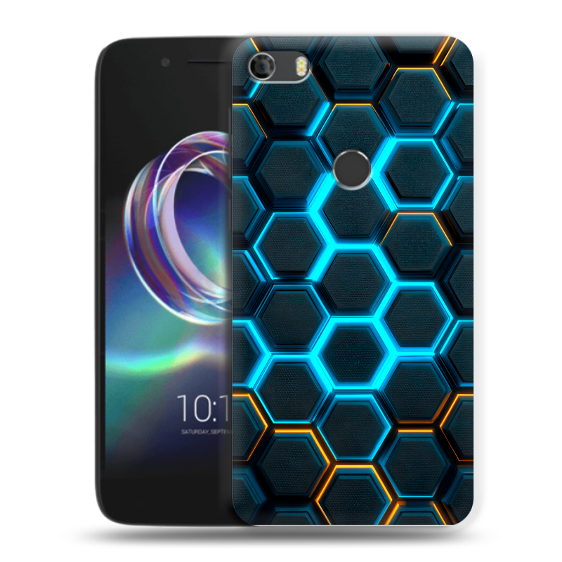 Силиконовый чехол на Alcatel Idol 5 с принтом Неоновые соты Силиконовый чехол на Alcatel Idol 5 с принтом Неоновые соты