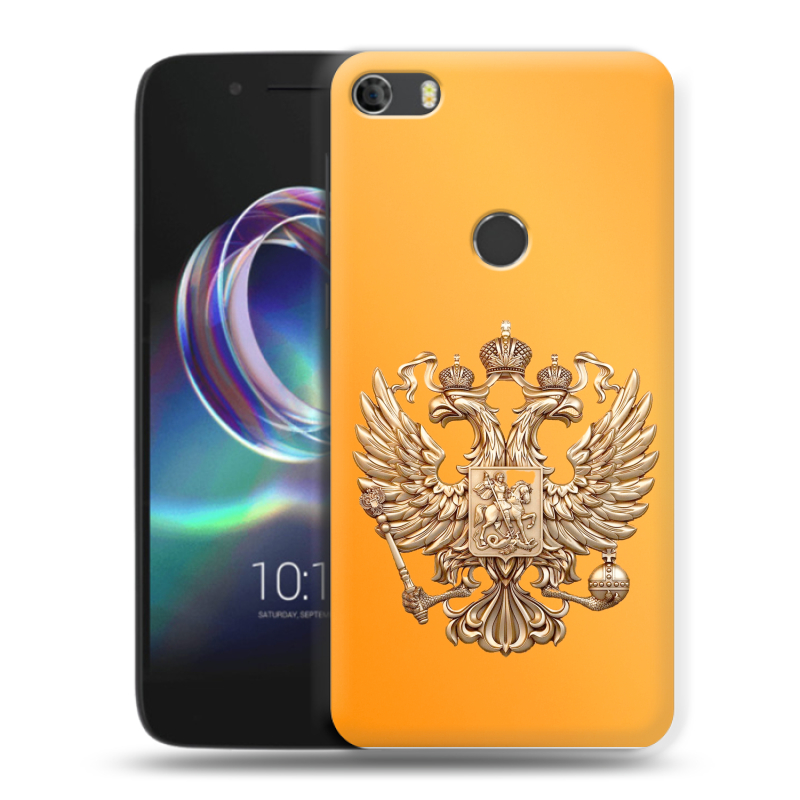 Силиконовый чехол на Alcatel Idol 5 с принтом Герб Флаг России Силиконовый чехол на Alcatel Idol 5 с принтом Герб Флаг России