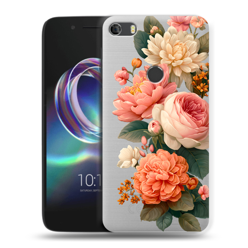 Силиконовый чехол на Alcatel Idol 5 с принтом цветы Силиконовый чехол на Alcatel Idol 5 с принтом цветы
