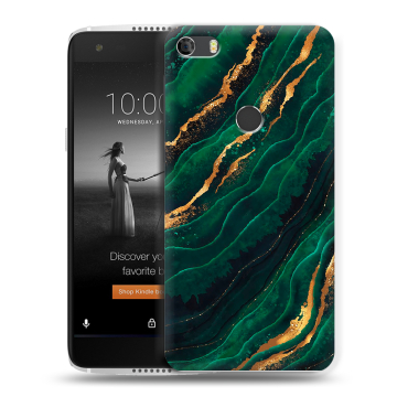 Силиконовый чехол на Alcatel Idol 5S с принтом Мрамор зеленое золото
