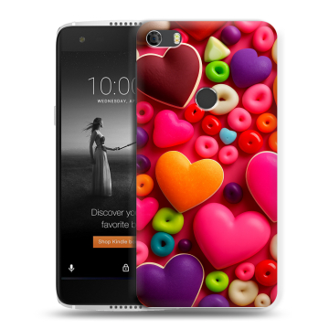 Силиконовый чехол на Alcatel Idol 5S с принтом Сердечки