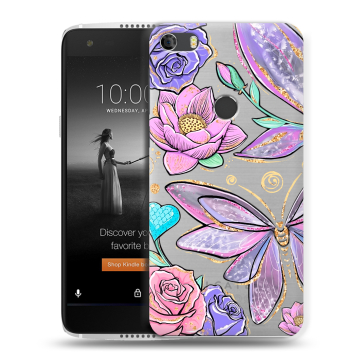 Силиконовый чехол на Alcatel Idol 5S с принтом Бабочки и цветы Силиконовый чехол на Alcatel Idol 5S с принтом Бабочки и цветы