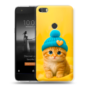 Силиконовый чехол на Alcatel Idol 5S с принтом Котенок в шапке
