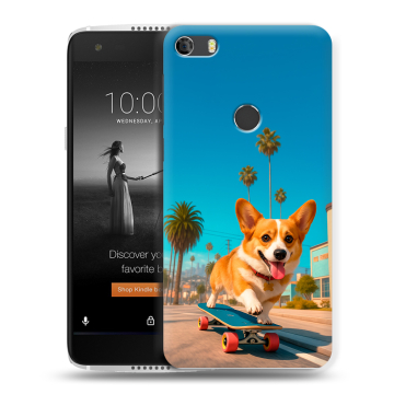 Силиконовый чехол на Alcatel Idol 5S с принтом Корги на скейте Силиконовый чехол на Alcatel Idol 5S с принтом Корги на скейте