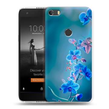 Силиконовый чехол на Alcatel Idol 5S с принтом Голубые цветы Силиконовый чехол на Alcatel Idol 5S с принтом Голубые цветы