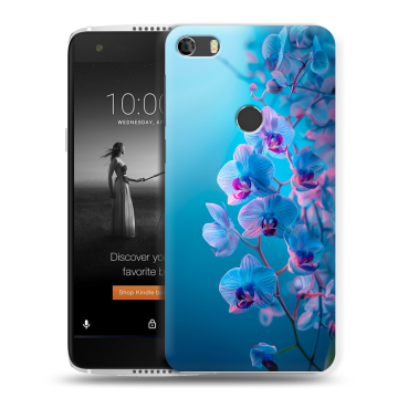 Силиконовый чехол на Alcatel Idol 5S с принтом голубые орхидеи Силиконовый чехол на Alcatel Idol 5S с принтом голубые орхидеи
