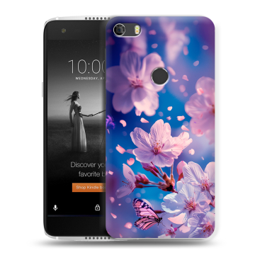 Силиконовый чехол на Alcatel Idol 5S с принтом цветы бабочки Силиконовый чехол на Alcatel Idol 5S с принтом цветы бабочки