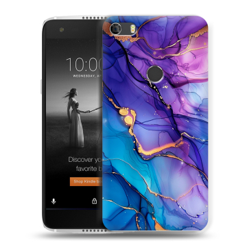 Силиконовый чехол на Alcatel Idol 5S с принтом синий мрамор Силиконовый чехол на Alcatel Idol 5S с принтом синий мрамор