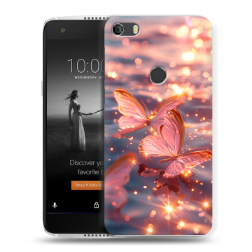 Силиконовый чехол на Alcatel Idol 5S с принтом бабочки розовые