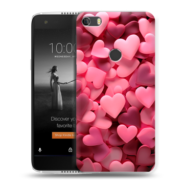 Силиконовый чехол на Alcatel Idol 5S с принтом розовые сердечки Силиконовый чехол на Alcatel Idol 5S с принтом розовые сердечки