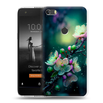 Силиконовый чехол на Alcatel Idol 5S с принтом Цветы и мрамор Силиконовый чехол на Alcatel Idol 5S с принтом Цветы и мрамор