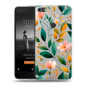 Силиконовый чехол на Alcatel Idol 5S с принтом Цветы паттерн