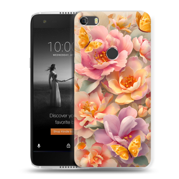 Силиконовый чехол на Alcatel Idol 5S с принтом Цветы и бабочки