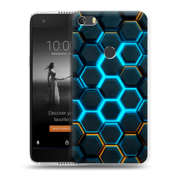 Силиконовый чехол на Alcatel Idol 5S с принтом Неоновые соты