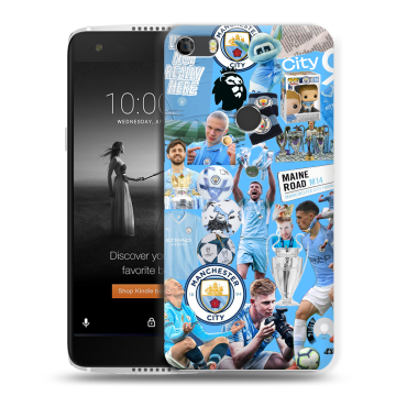 Силиконовый чехол на Alcatel Idol 5S с принтом Man City Манчестер Сити