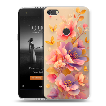 Силиконовый чехол на Alcatel Idol 5S с принтом Цветы и бабочки