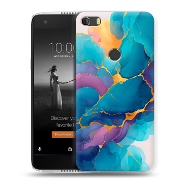 Силиконовый чехол на Alcatel Idol 5S с принтом Мрамор блестки