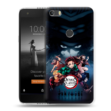 Силиконовый чехол на Alcatel Idol 5S с принтом Demon Slayer Клинок рассекающий демонов