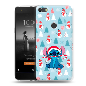 Силиконовый чехол на Alcatel Idol 5S с принтом Стич Новый год