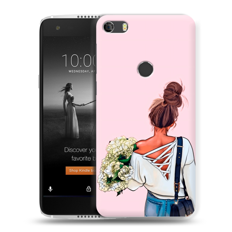 Силиконовый чехол на Alcatel Idol 5S с принтом Девушка и букет Силиконовый чехол на Alcatel Idol 5S с принтом Девушка и букет