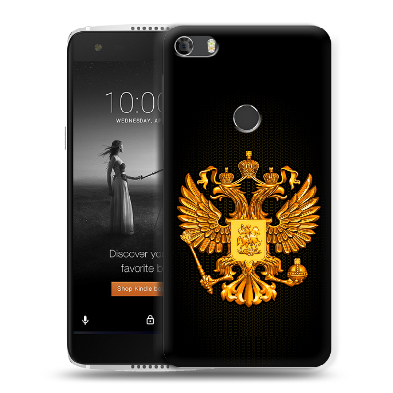 Силиконовый чехол на Alcatel Idol 5S с принтом Герб России желтый Силиконовый чехол на Alcatel Idol 5S с принтом Герб России желтый