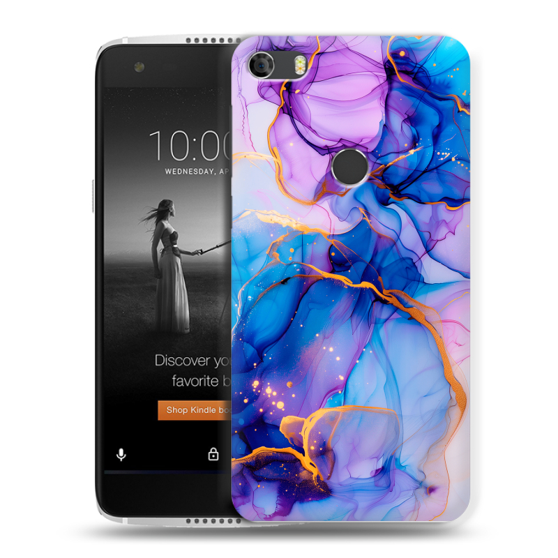 Силиконовый чехол на Alcatel Idol 5S с принтом синий мрамор Силиконовый чехол на Alcatel Idol 5S с принтом синий мрамор