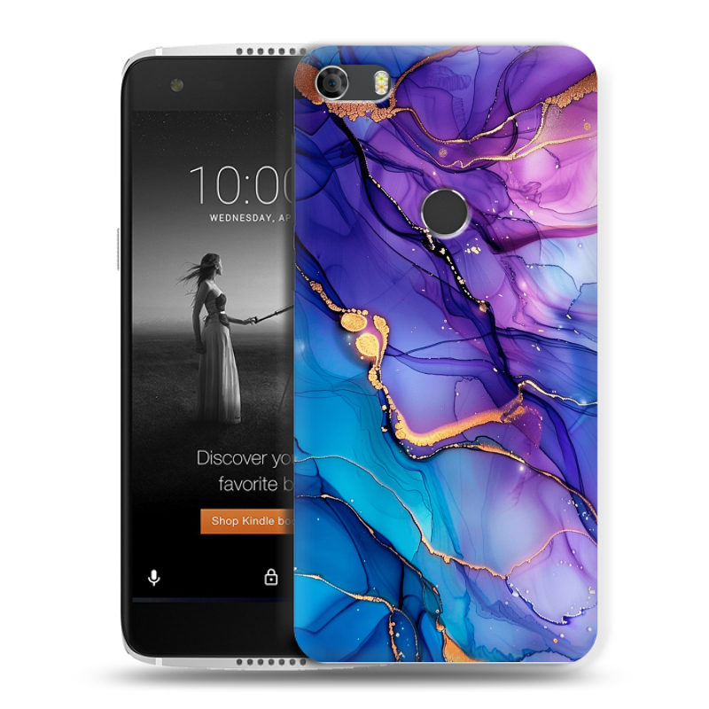 Силиконовый чехол на Alcatel Idol 5S с принтом синий мрамор Силиконовый чехол на Alcatel Idol 5S с принтом синий мрамор