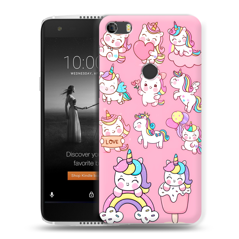 Силиконовый чехол на Alcatel Idol 5S с принтом Единороги и радуга Силиконовый чехол на Alcatel Idol 5S с принтом Единороги и радуга