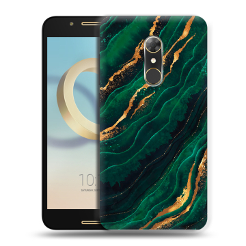 Силиконовый чехол на Alcatel A7 с принтом Мрамор зеленое золото Силиконовый чехол на Alcatel A7 с принтом Мрамор зеленое золото