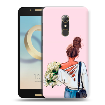 Силиконовый чехол на Alcatel A7 с принтом Девушка и букет Силиконовый чехол на Alcatel A7 с принтом Девушка и букет