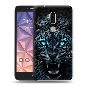 Силиконовый чехол на Alcatel A7 XL с принтом Темный леопард Силиконовый чехол на Alcatel A7 XL с принтом Темный леопард