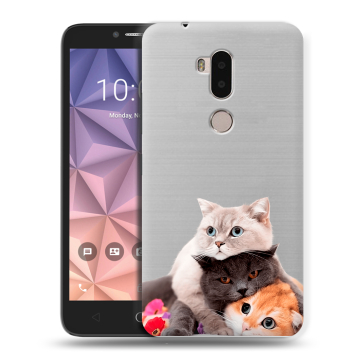 Силиконовый чехол на Alcatel A7 XL с принтом Кошки Силиконовый чехол на Alcatel A7 XL с принтом Кошки